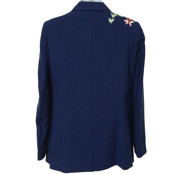 Vintage Y2K Blazer Chadwicks of Boston Floral Embroidered Ladies-8(M) Navy - Picture 11 of 12